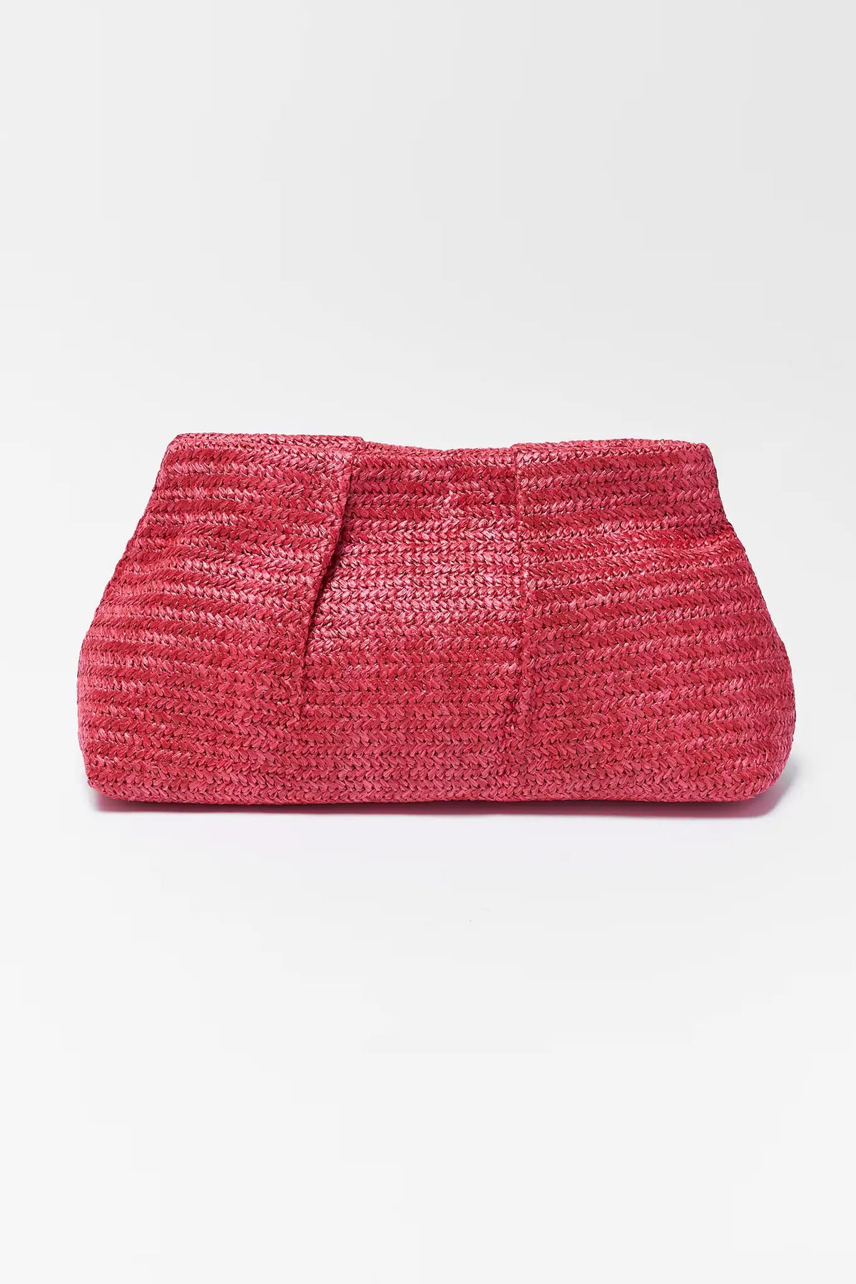 Pink raffia clutch bag structured frame - Front View | Avara