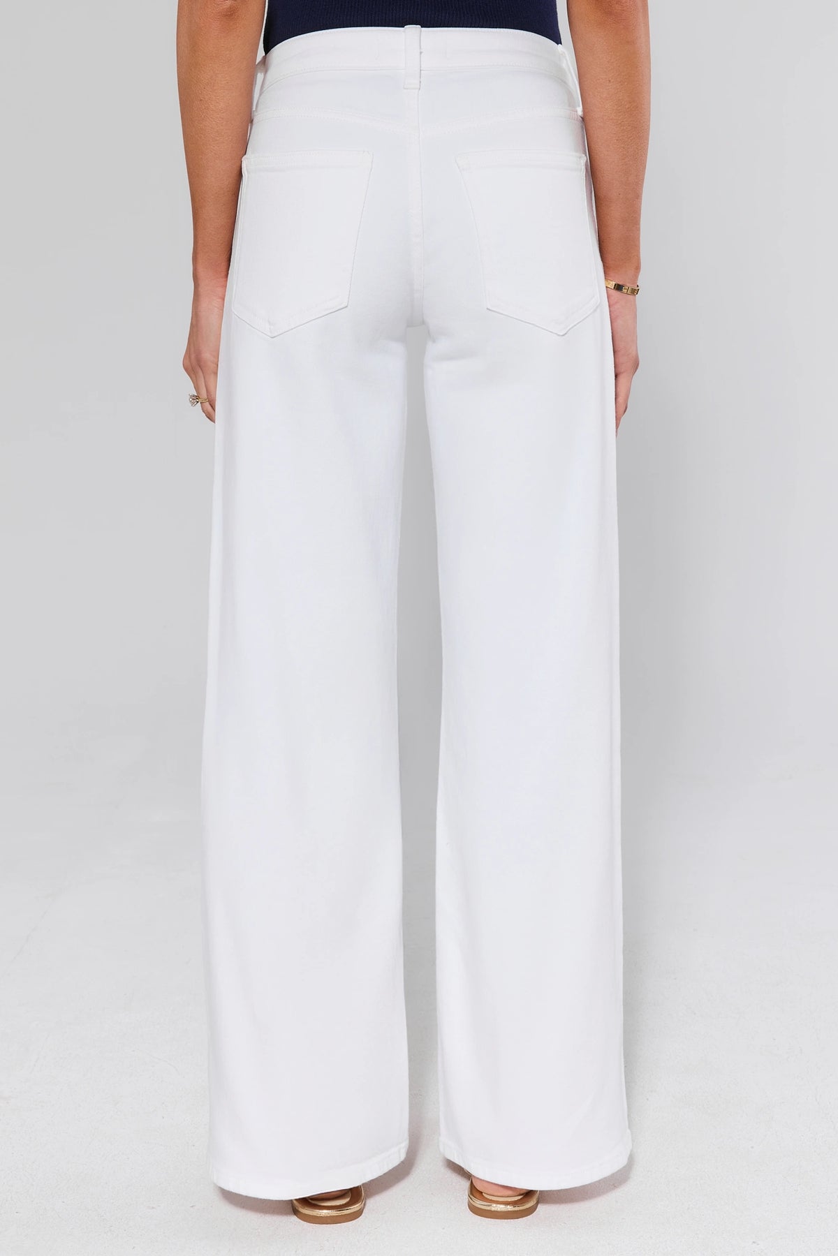 Makenna White Wide Leg Jeans - Back View showing back pockets and full wide-leg cut | Avara