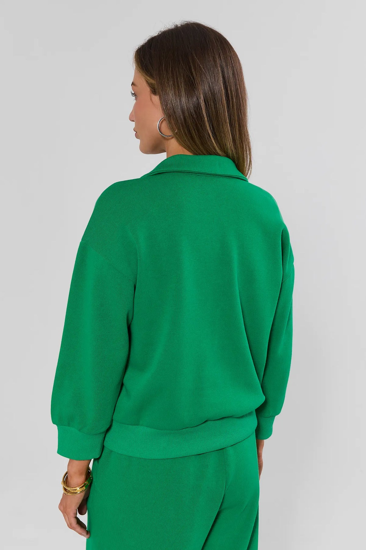 Green Quarter Zip Pullover - Back View On Model | Avara
