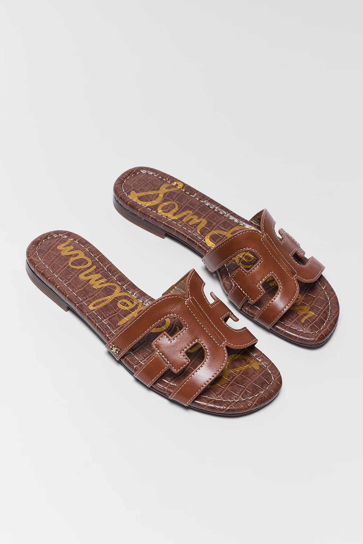 Camel Bay Slide Sandals by Sam Edelman - Angled Pair View, Slip-On Flat Sandal | Avara