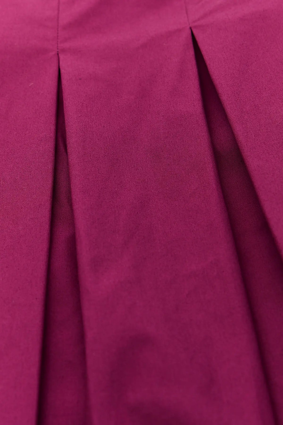 Plum Pleated Midi Dress Cotton Skirt - Fabric Texture Detail | Avara