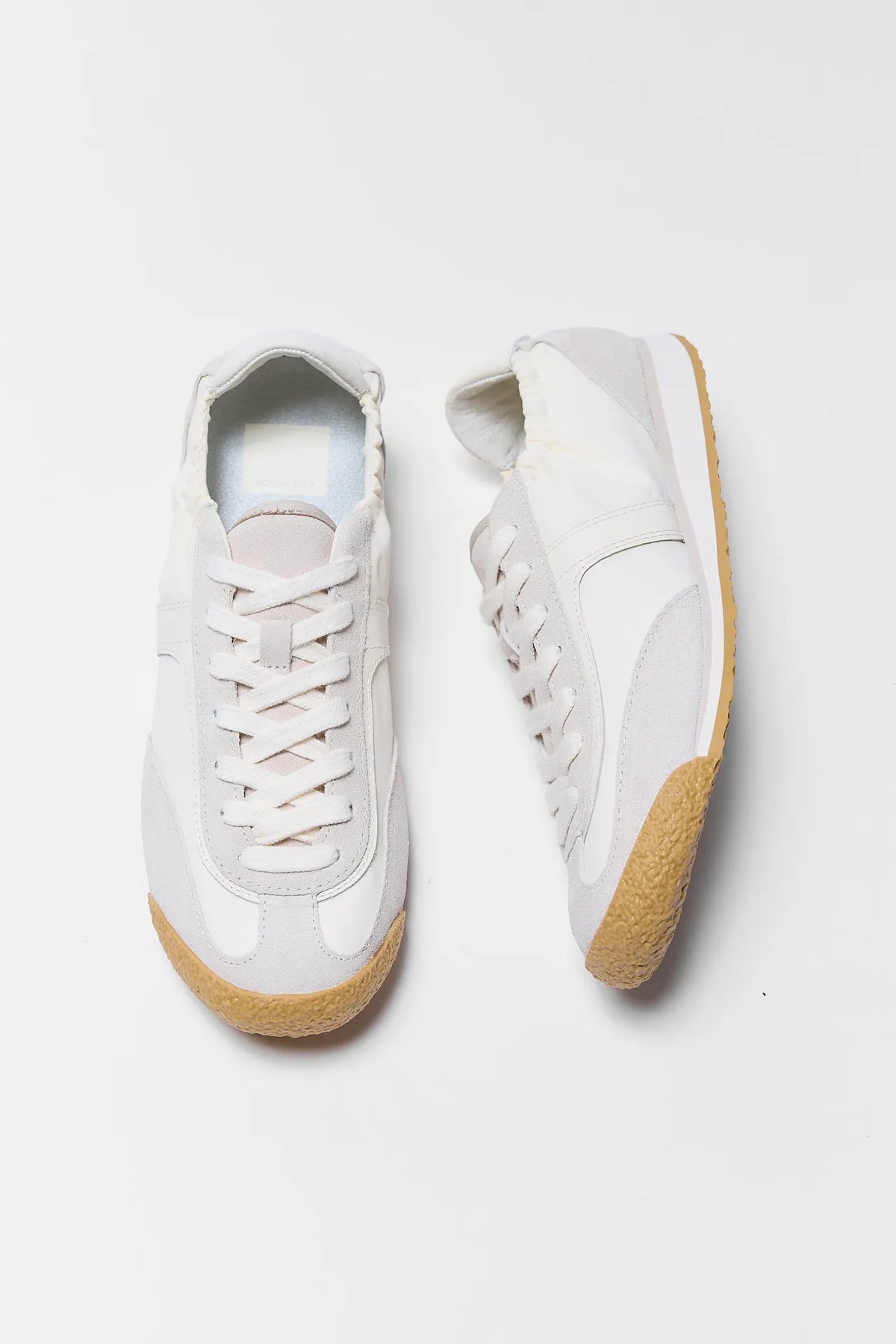 Dolce Vita Sariya white nylon sneakers with gum sole - Top View | Avara