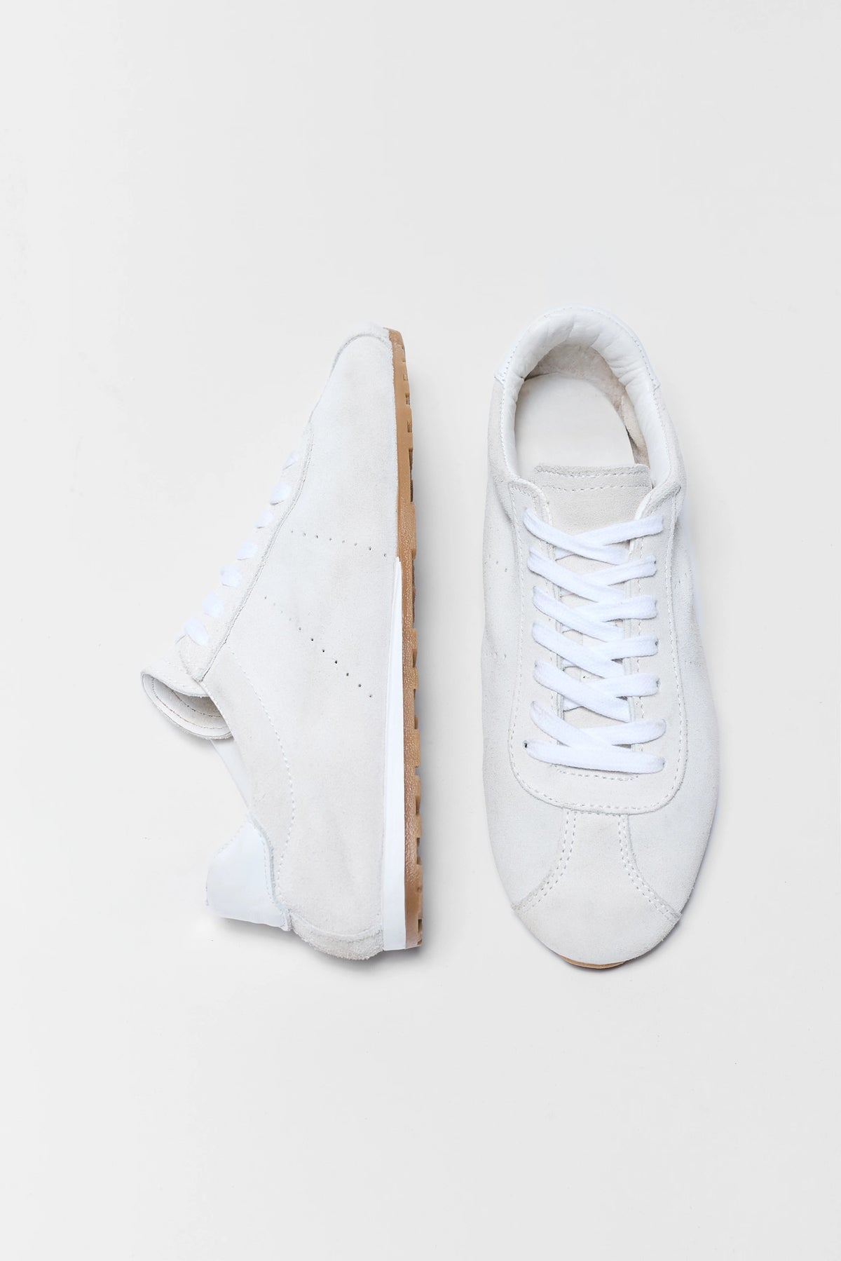 Ivory Suede Dolce Vita Serina Sneakers - Top Flat Lay, Side & Top View | Avara