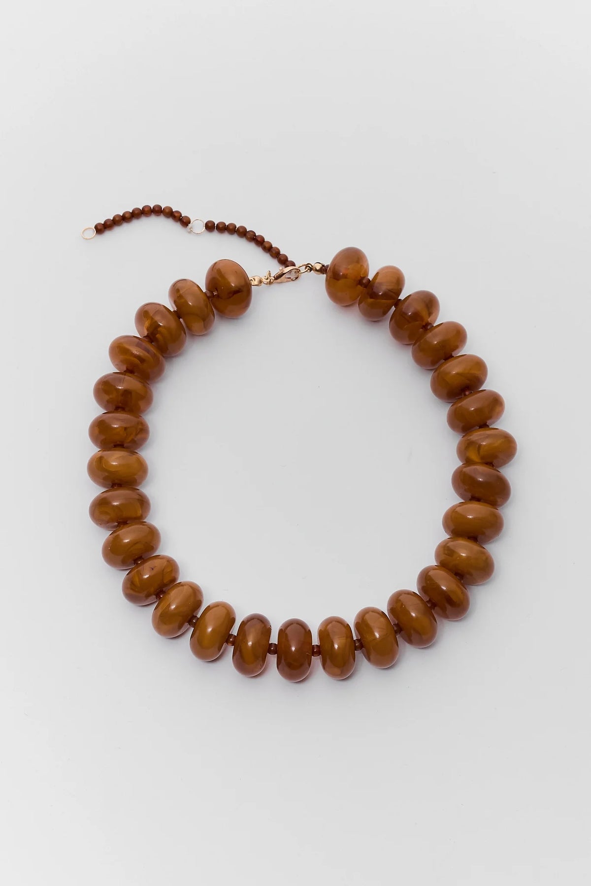 Brown Tortoise Oversized Beaded Necklace - Flat Lay | Avara