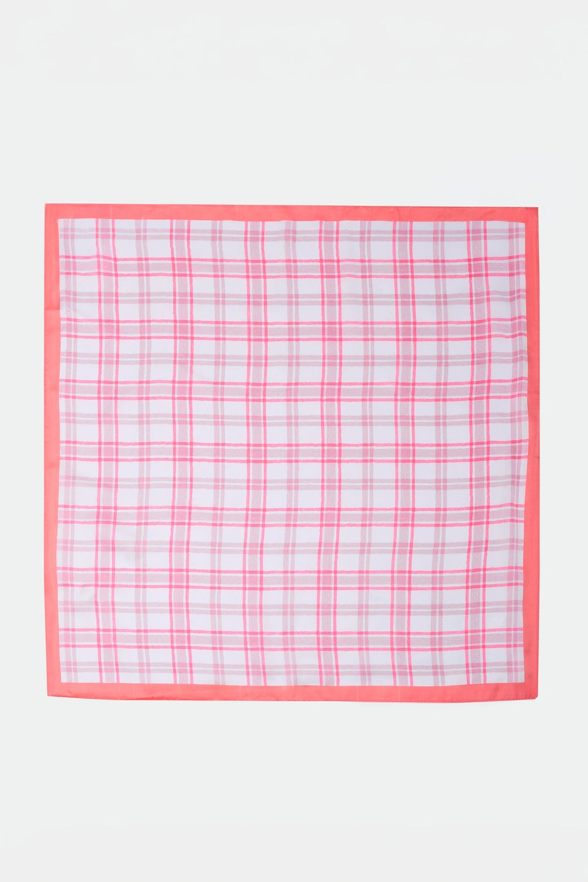 Pink Plaid Square Scarf - Flat Lay | Avara