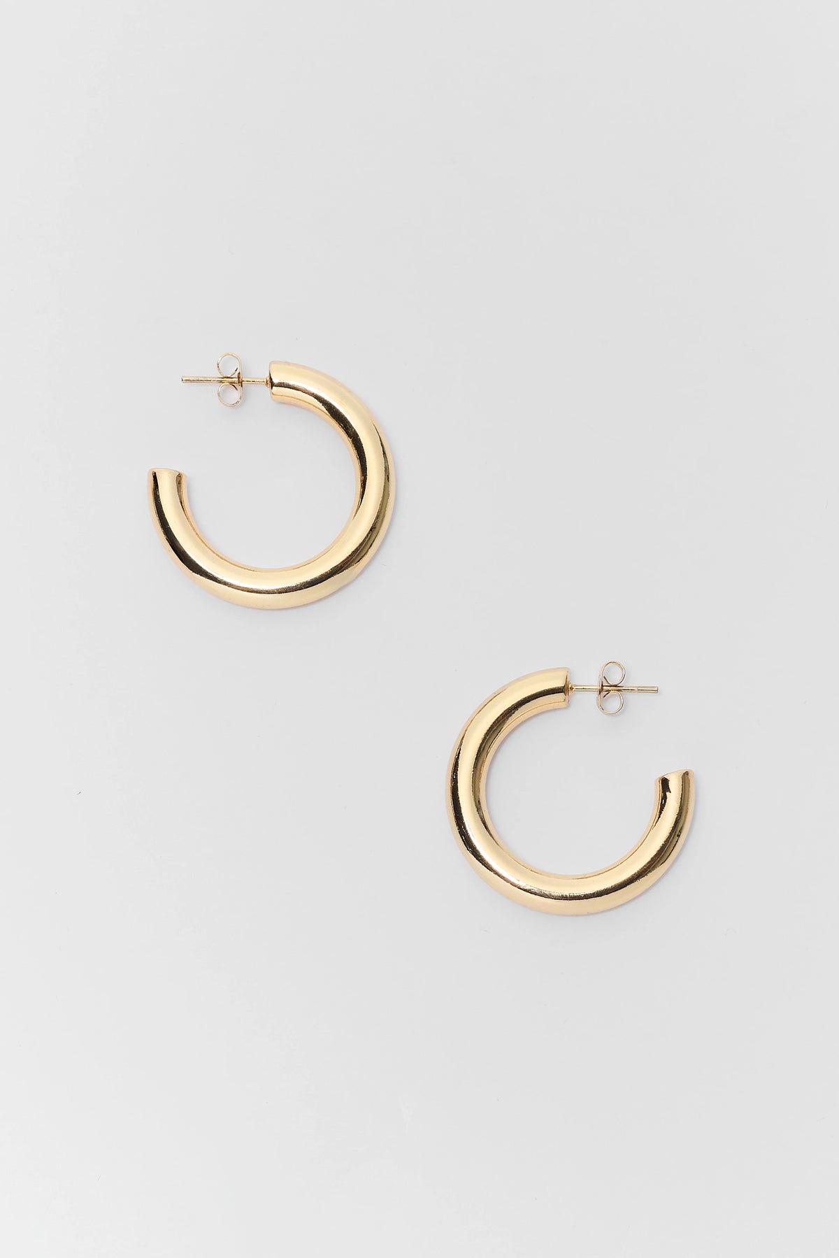 Gold Narrow Hoop Earrings - Flat Lay Pair | Avara