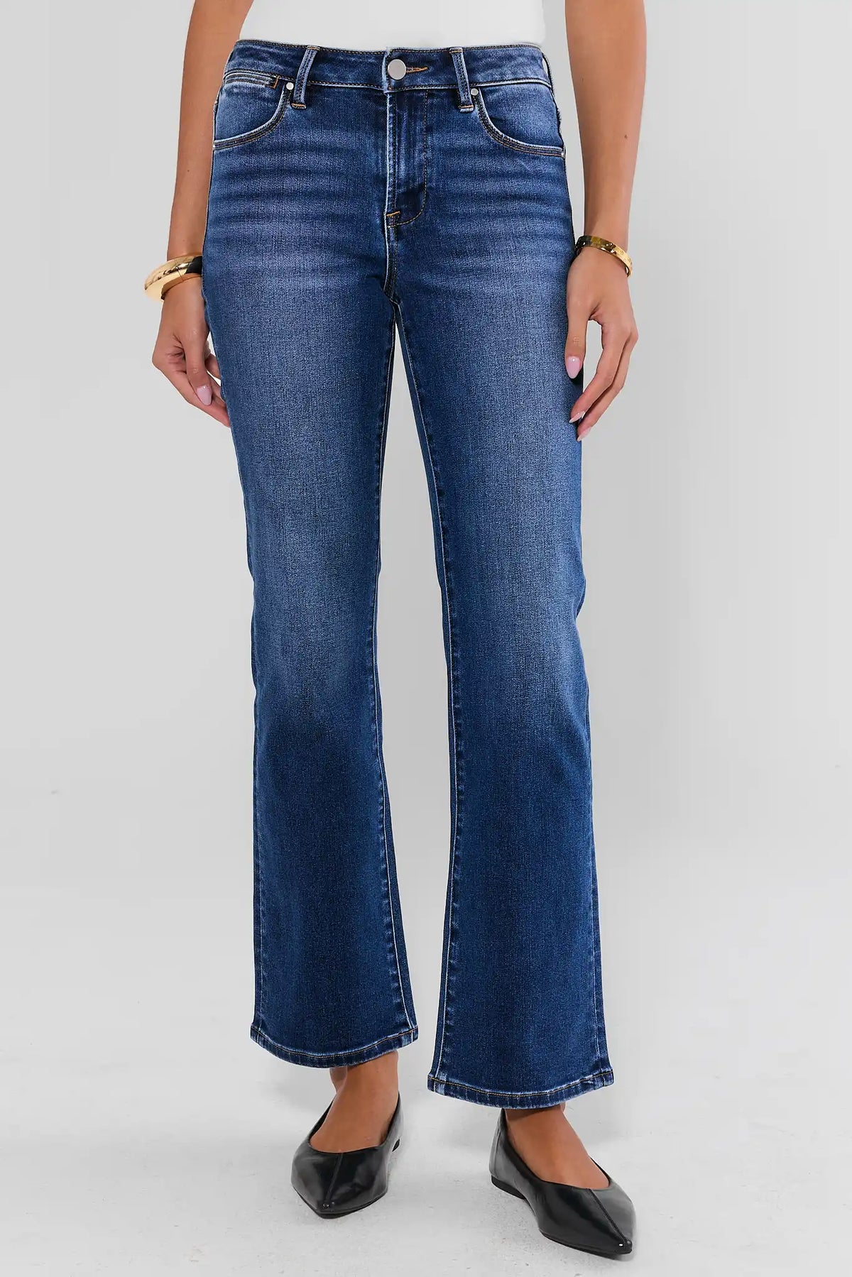 Medium Wash Kick Flare Jeans - Front View, On Model | Avara