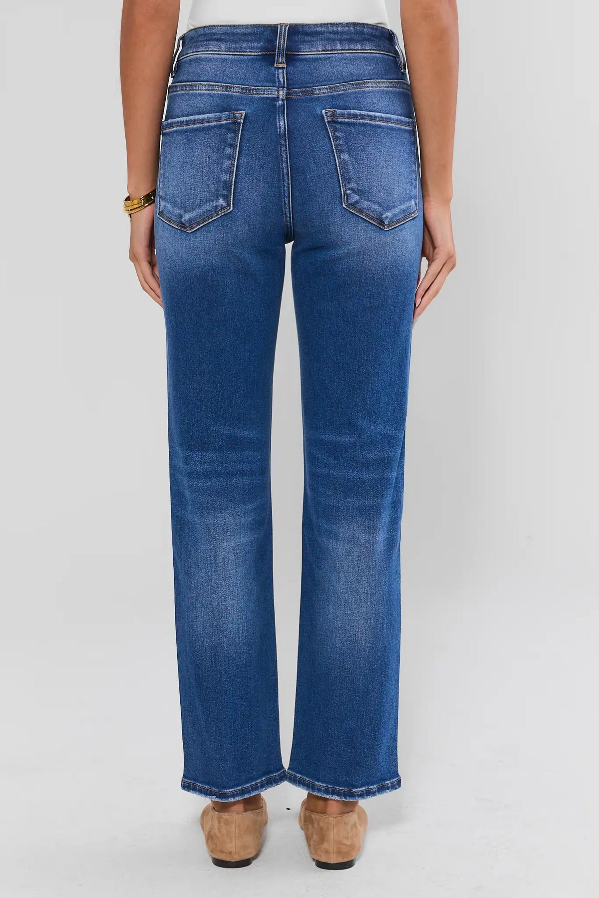 Leah Medium Wash Straight Leg Jeans - Back View Showing Pockets | Avara