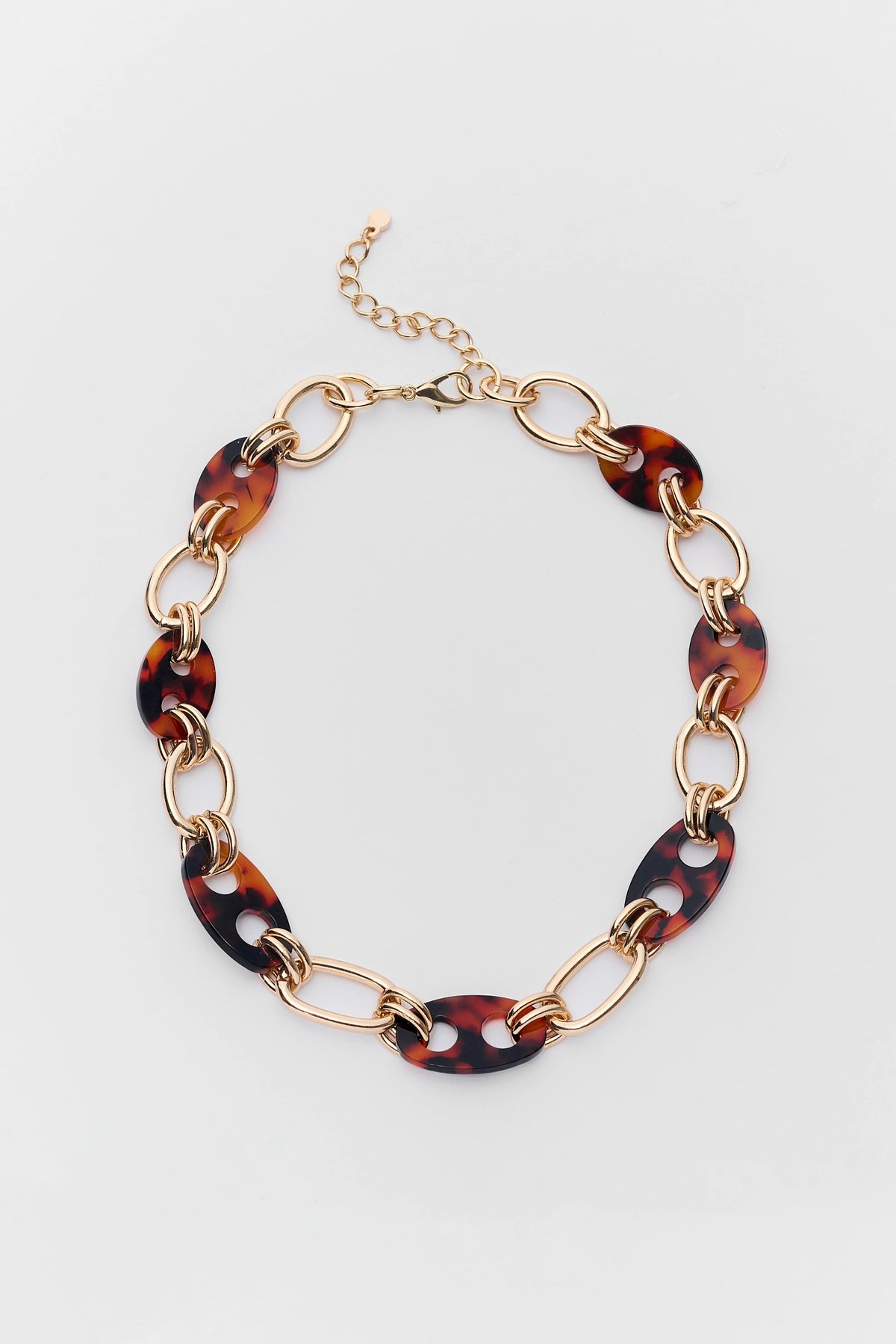 Tortoise & Gold Loop Chain Necklace - Flat Lay | Avara
