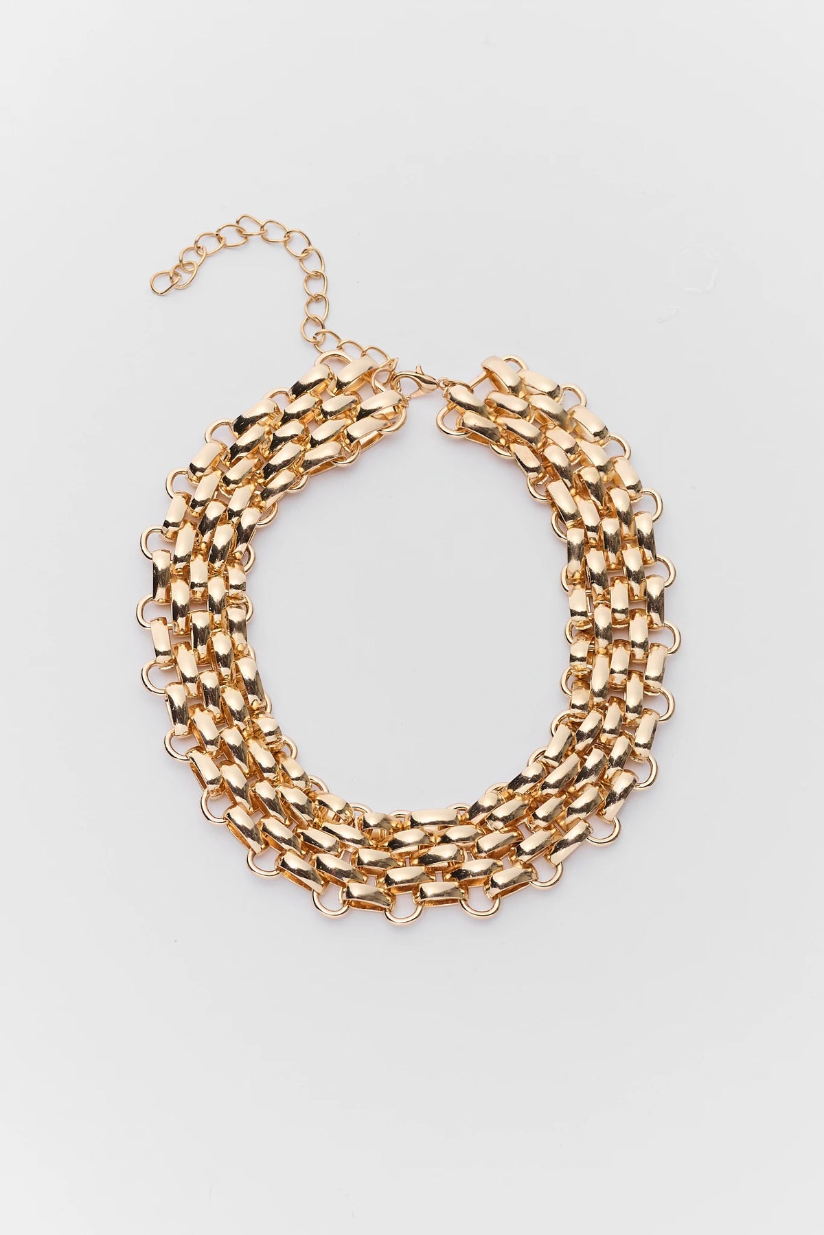 Gold Chunky Chain Layered Necklace - Flat Lay Detail | Avara