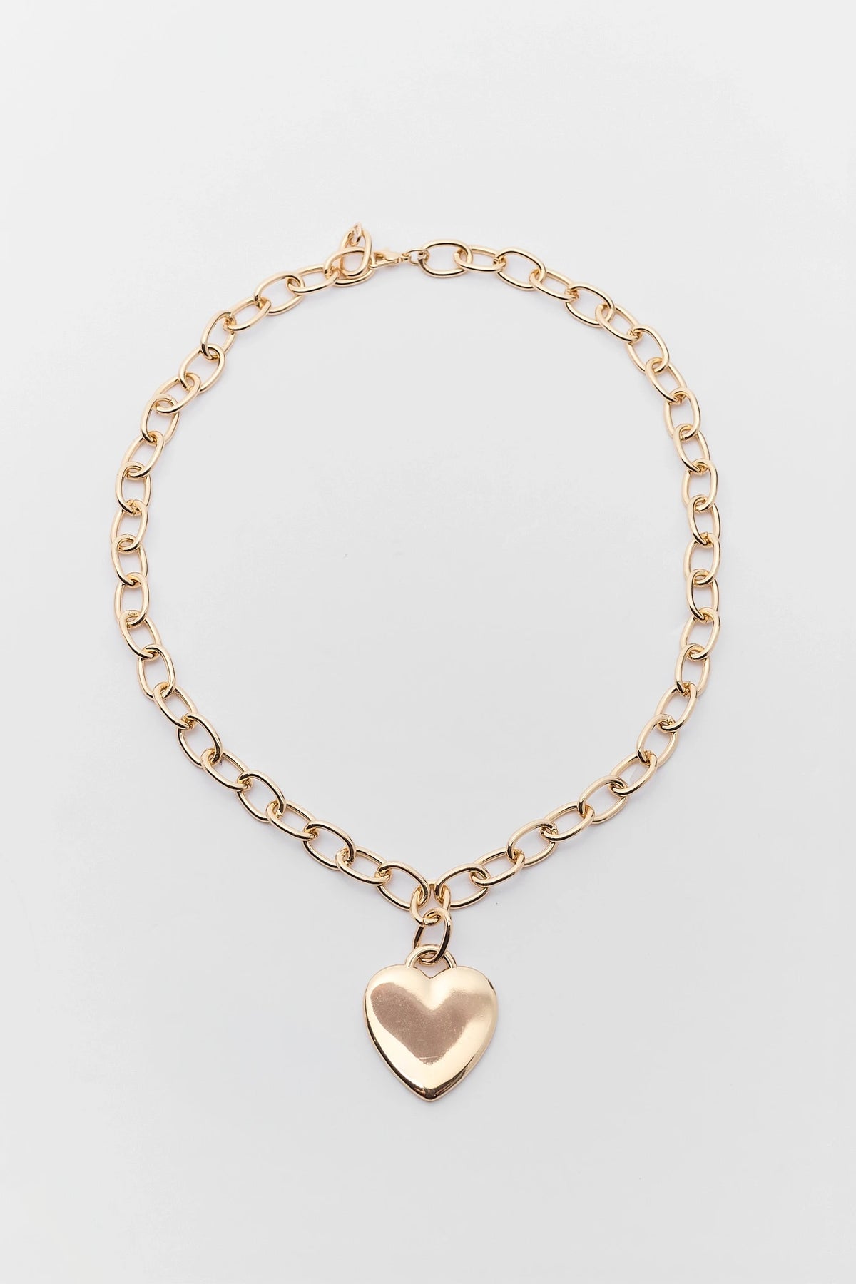 Gold Heart Chain Necklace - Flat Lay | Avara