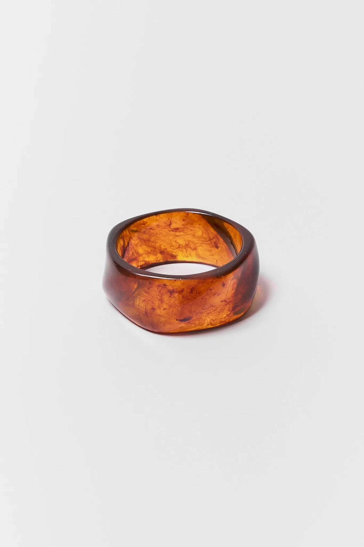 Brown Marbled Acrylic Bangle - Front Angle Product View | Avara
