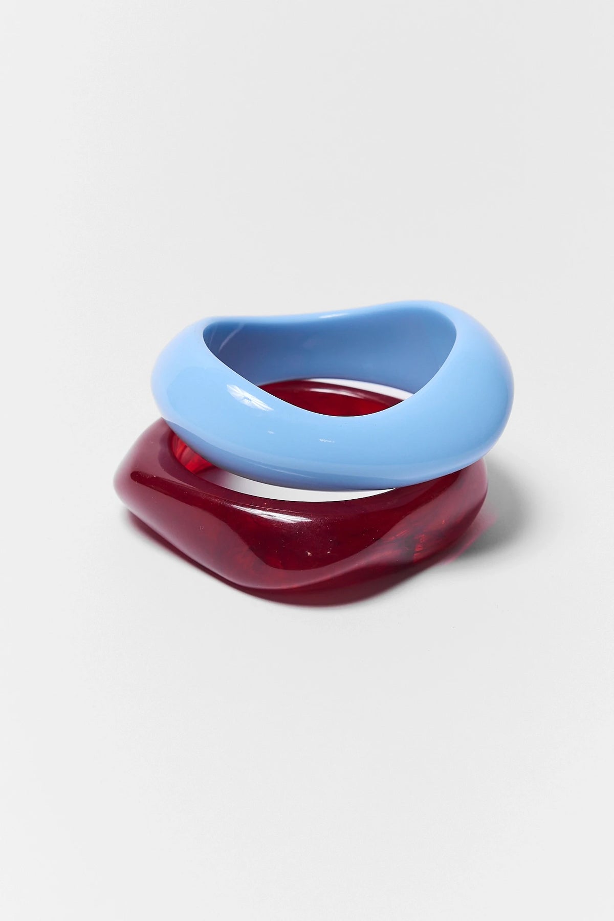 Blue and Burgundy Acrylic Bangle Set - Product Flat Lay | Avara