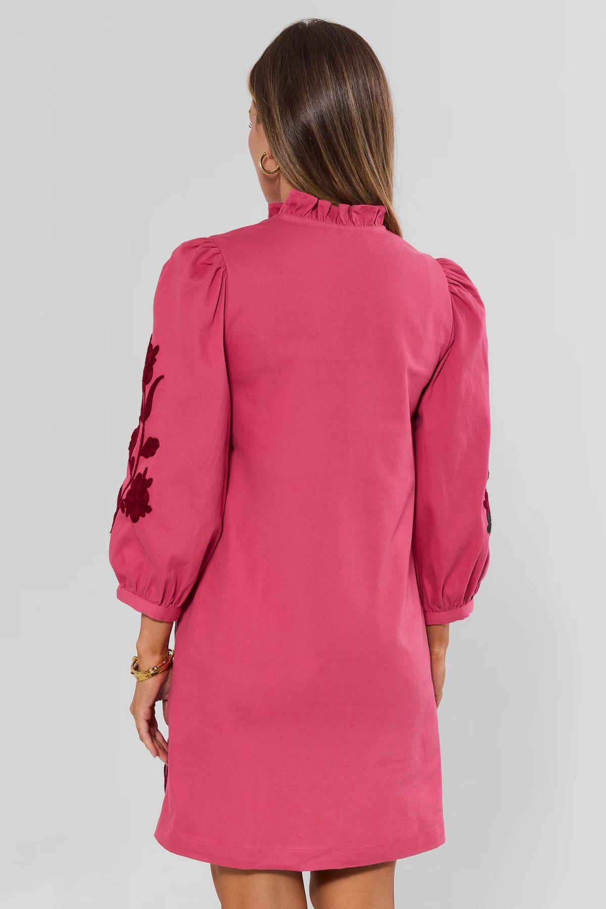 Greta Pink Embroidered Short Dress