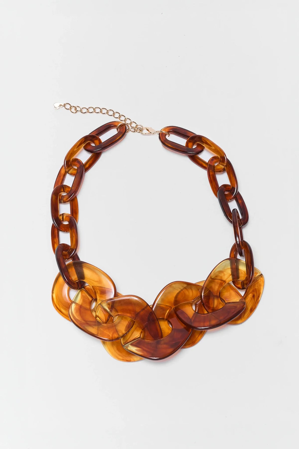 Brown Chunky Acrylic Chain Necklace - Flat Lay | Avara