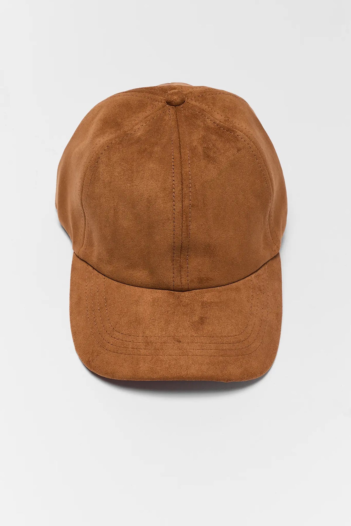 Camel Faux Suede Baseball Cap - Front View | Avara