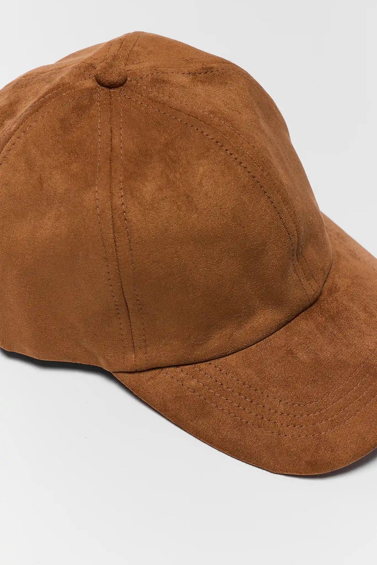 Camel Faux Suede Baseball Cap - Fabric Texture Close-Up | Avara