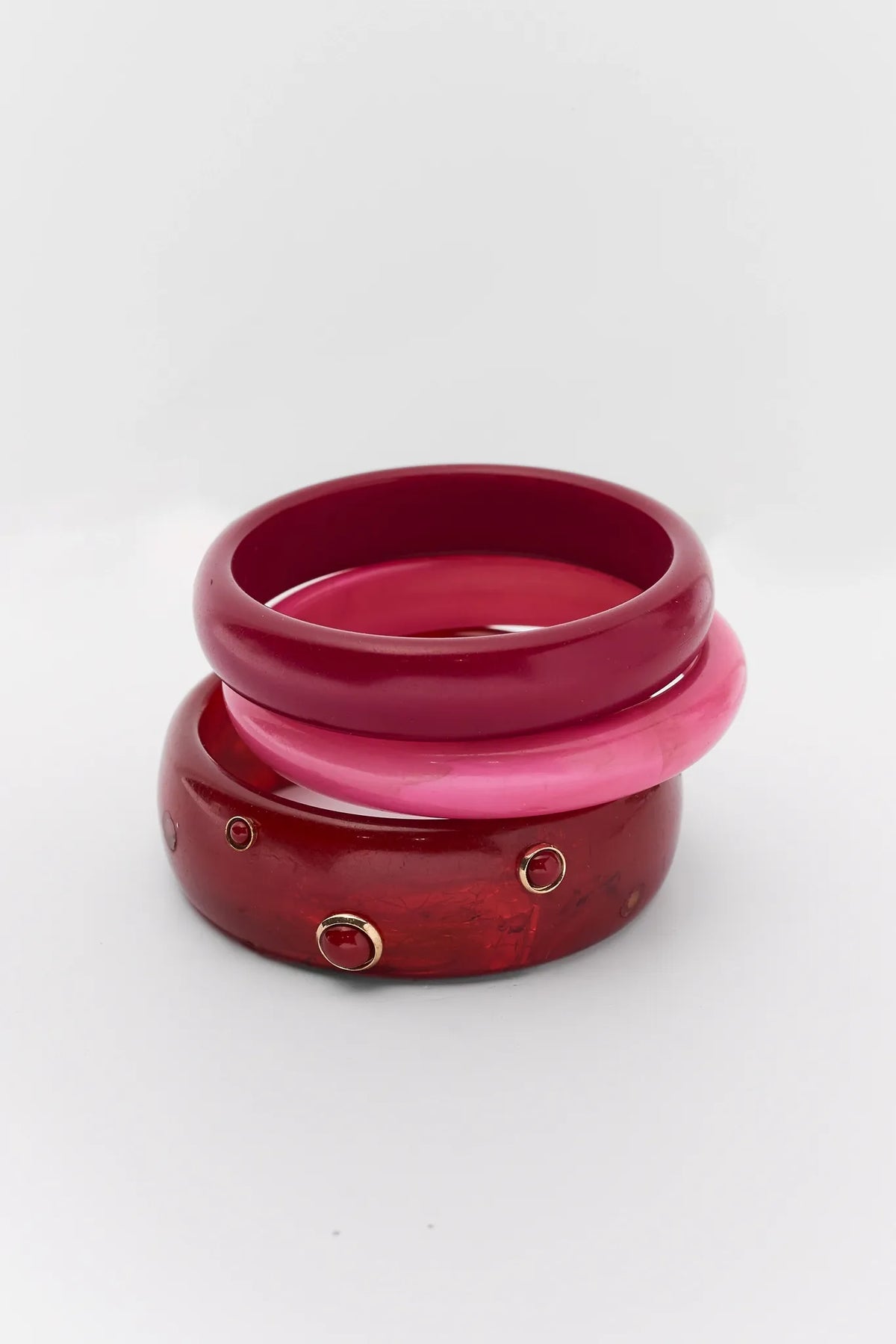 Pink Mixed Acrylic Bangle Set - Flat Lay Stack Detail | Avara