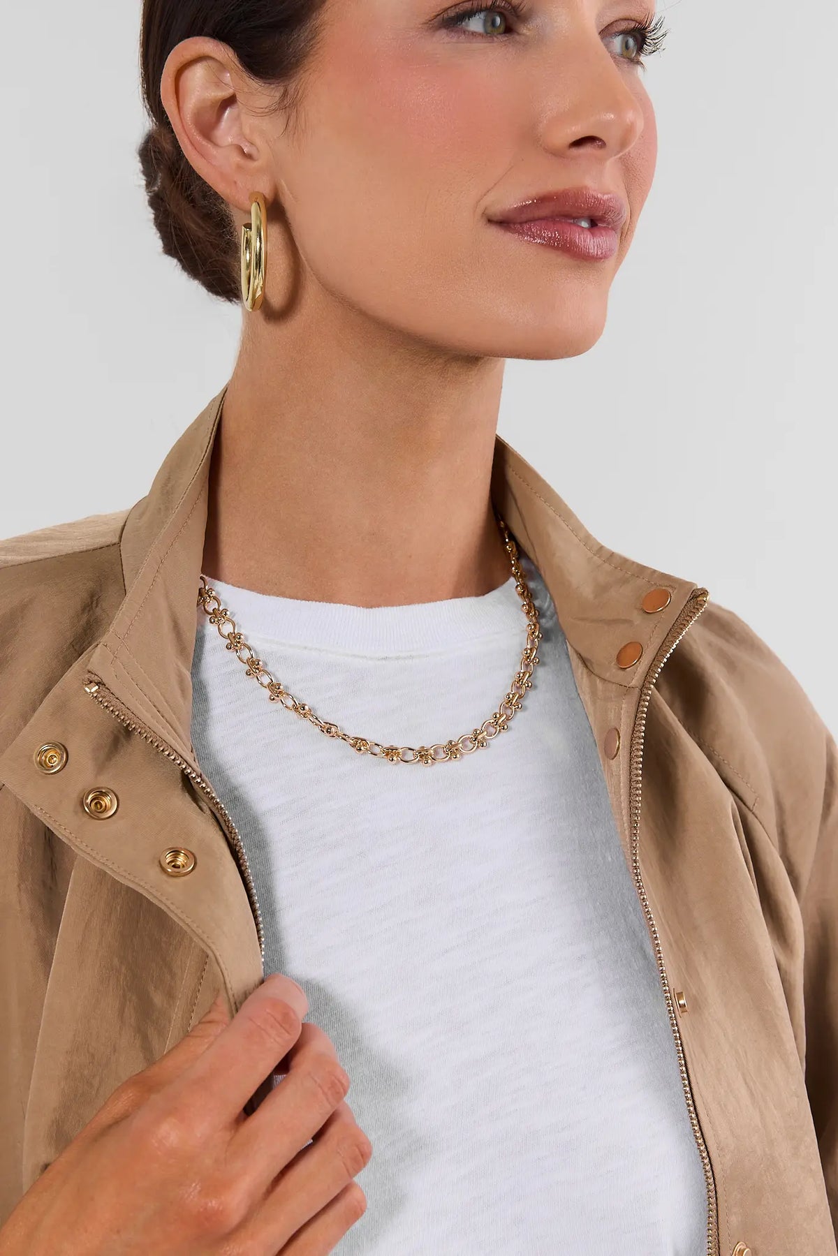 Gold Mini Ball Chain Link Necklace - On Model Styled Look | Avara