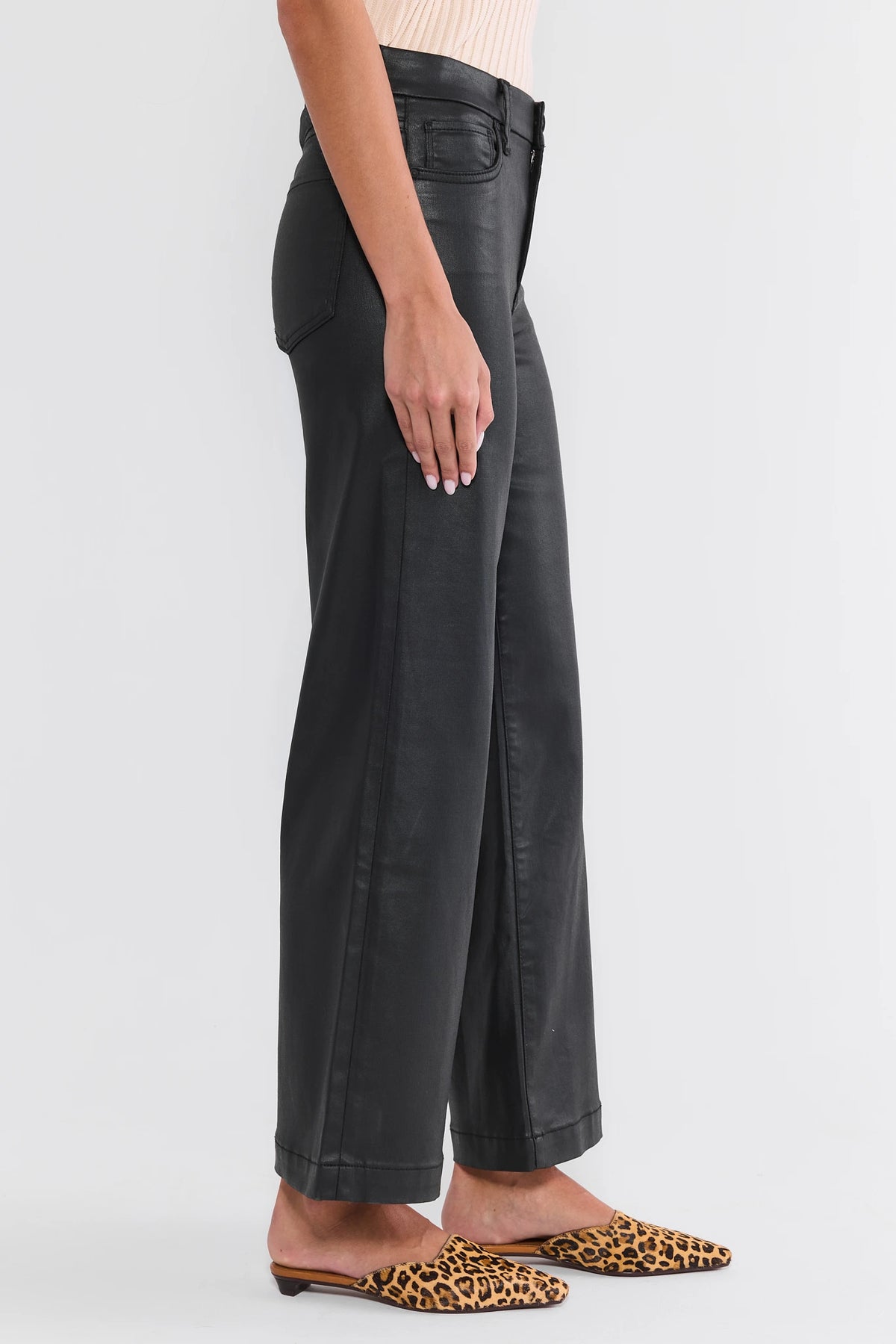 Meg Black Wax Coated Jeans by KUT