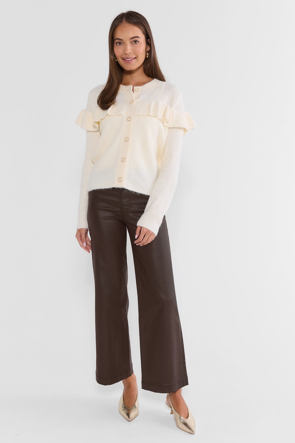 Meg Brown Wax Coated Jeans by KUT