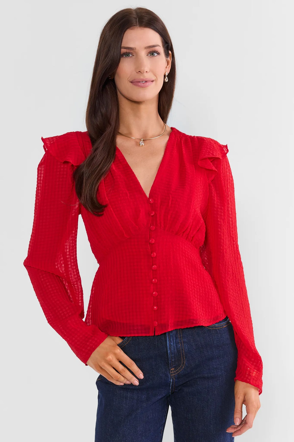 Avery Red Peplum Top