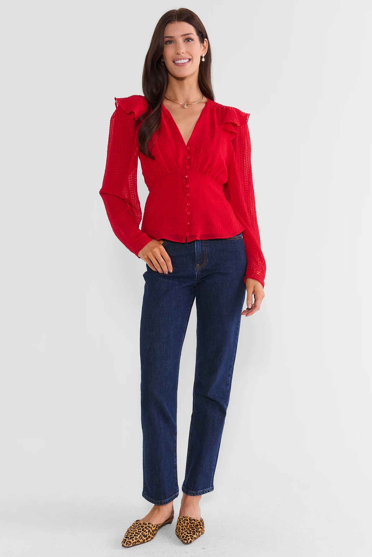 Avery Red Peplum Top