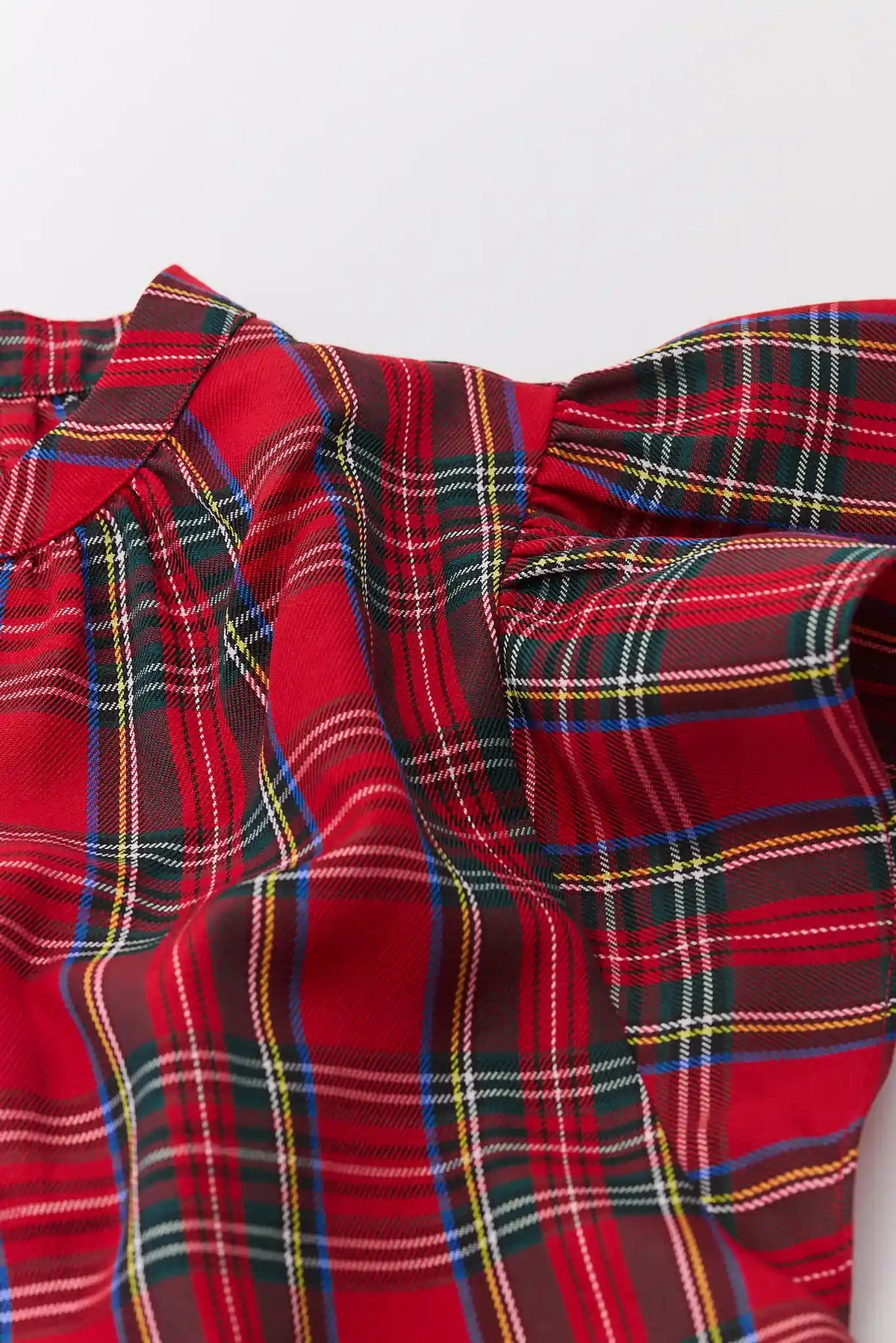 Camryn Red Plaid Flutter Sleeve Top