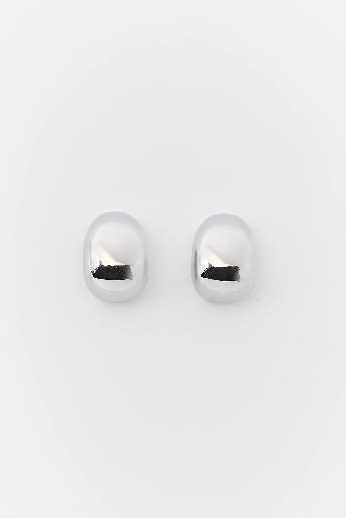 Silver Oval Stud Earrings