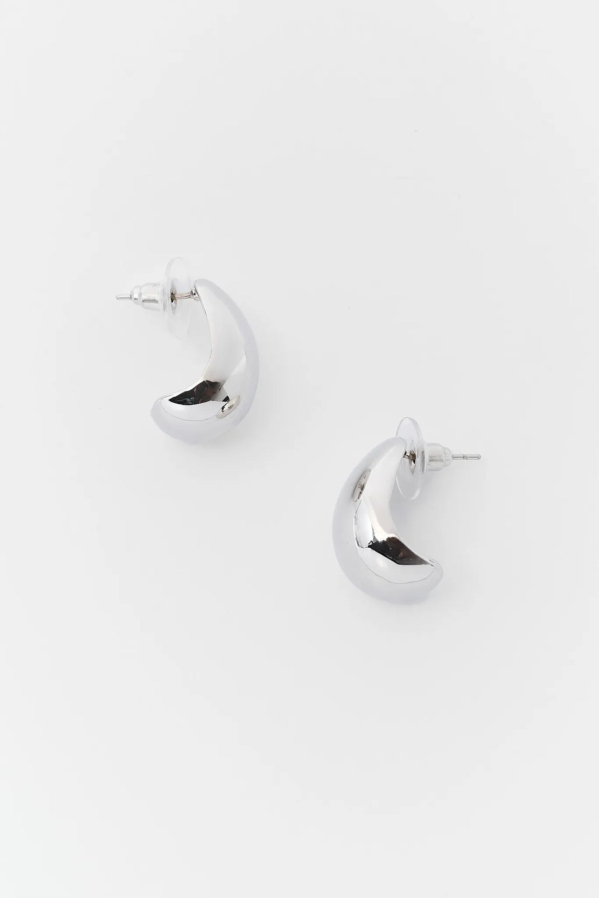 Silver Oval Stud Earrings