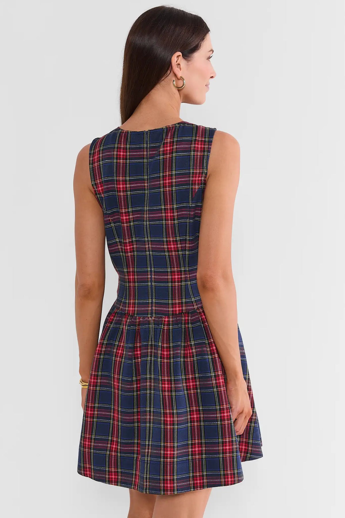 Payton Navy Plaid Button Up Short Dress