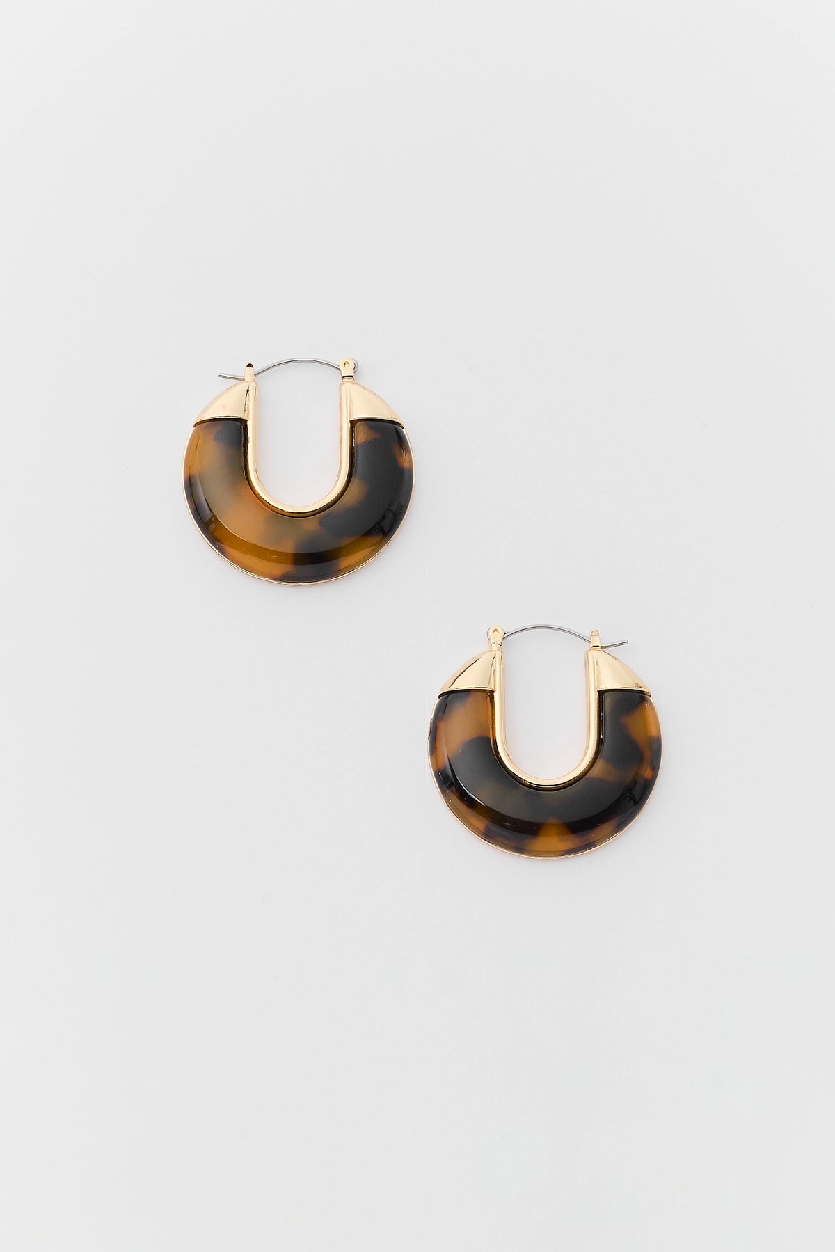 Brown Tortoise Acrylic Hoop Earrings