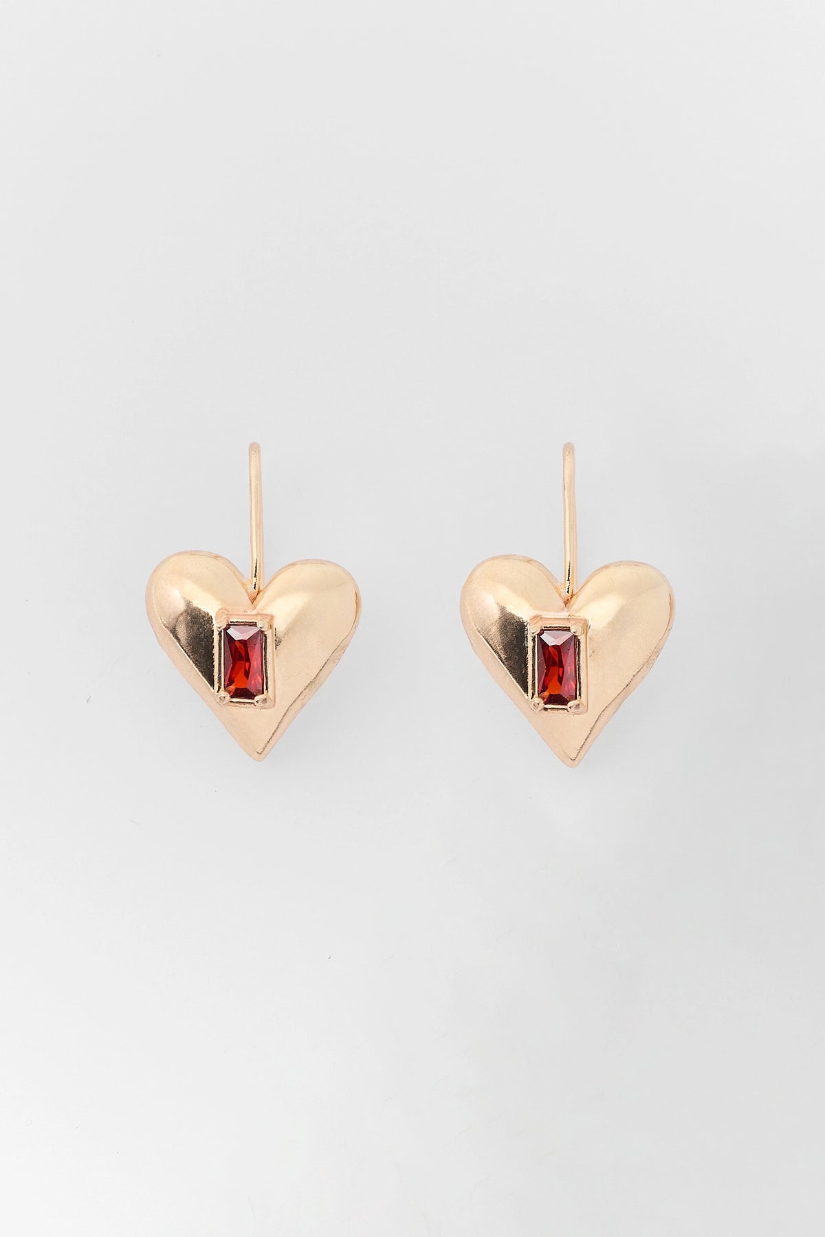 Gold Heart Rhinestone Drop Earrings