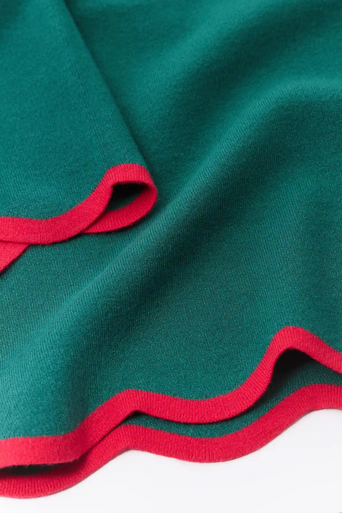 Jackie Green Scalloped Trim Knit Sweater