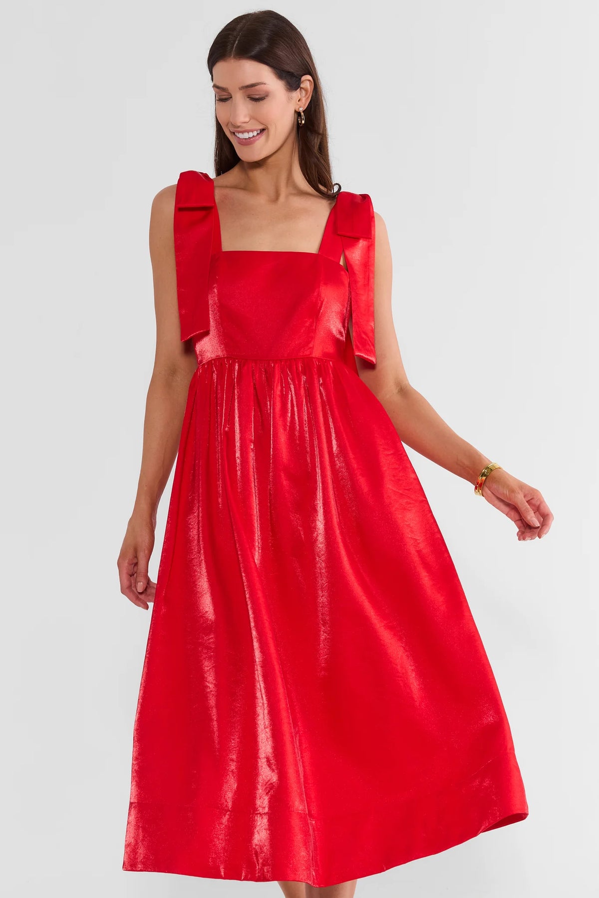 Scarlet Red Bow Detail Midi Dress