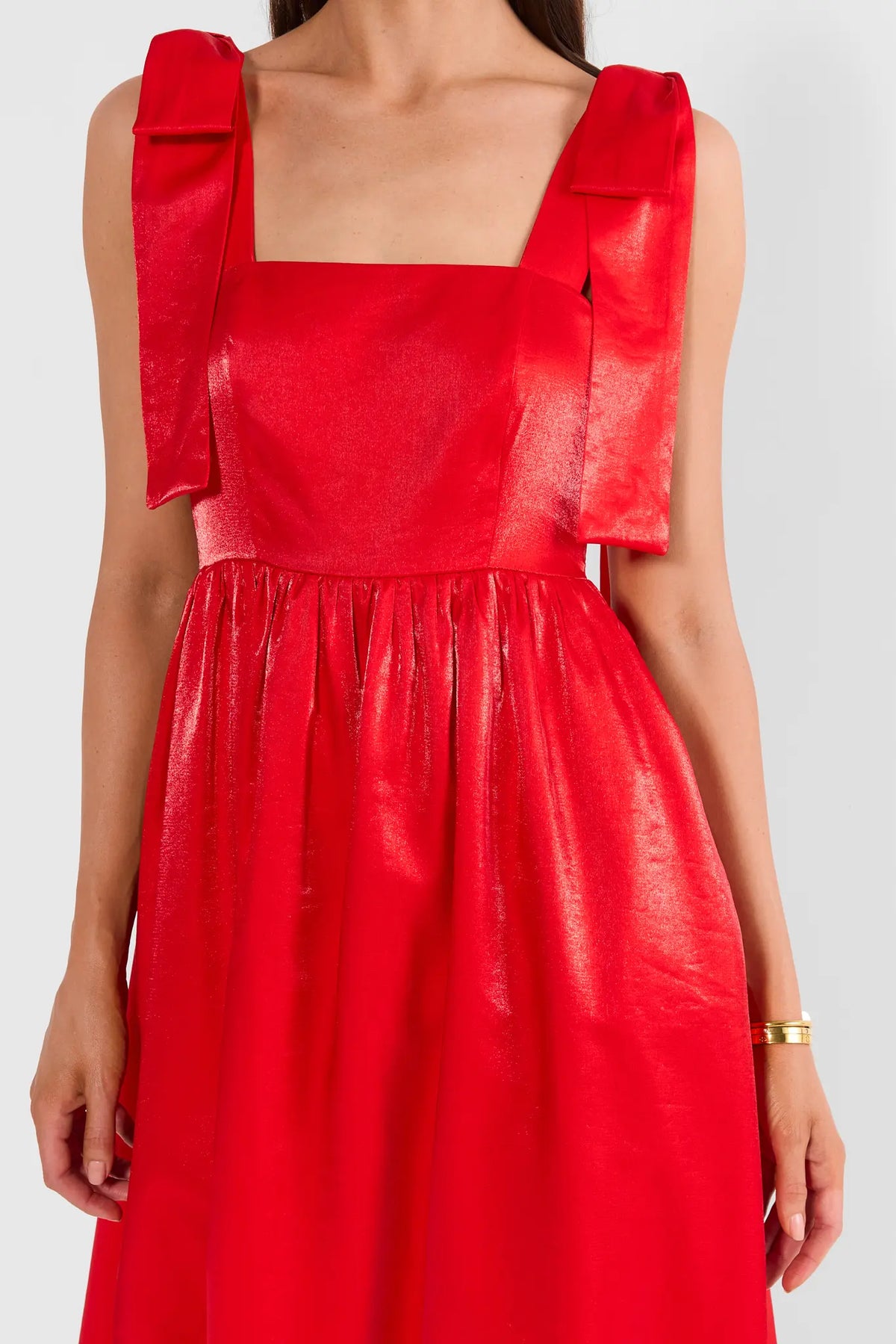 Scarlet Red Bow Detail Midi Dress