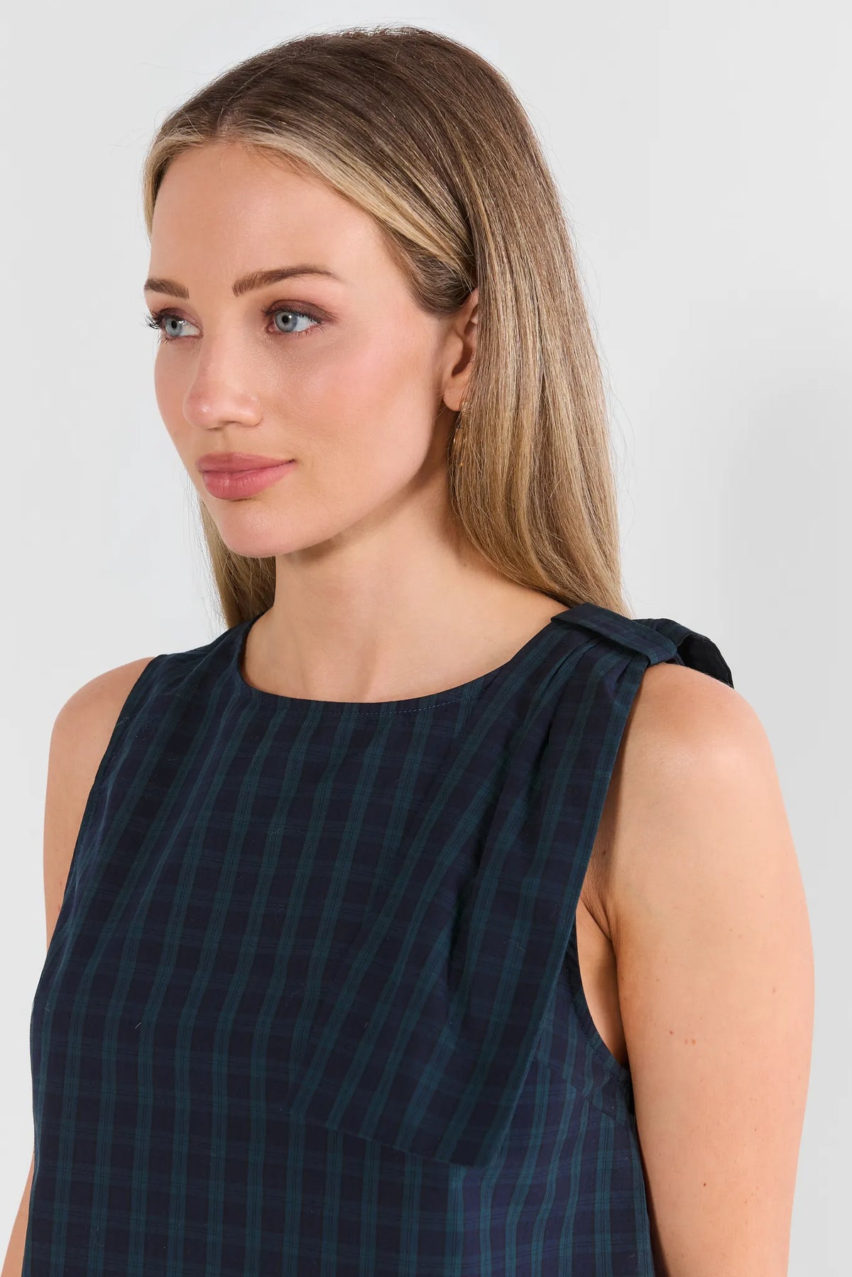 Faith Navy Plaid Boxy Tank Top