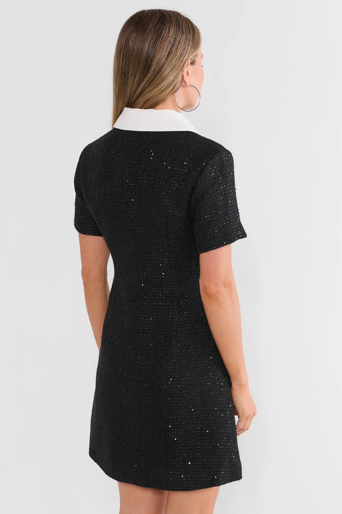 Black Contrast Collar Short Dress