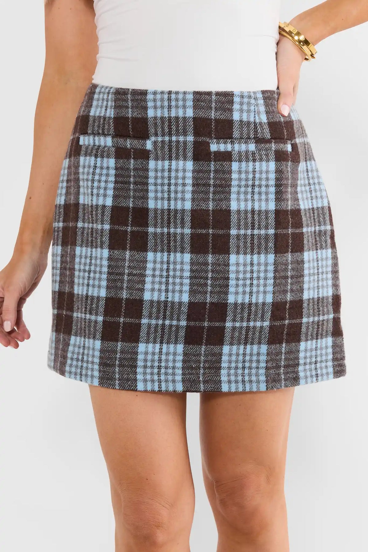 Blue Plaid Mini Skirt