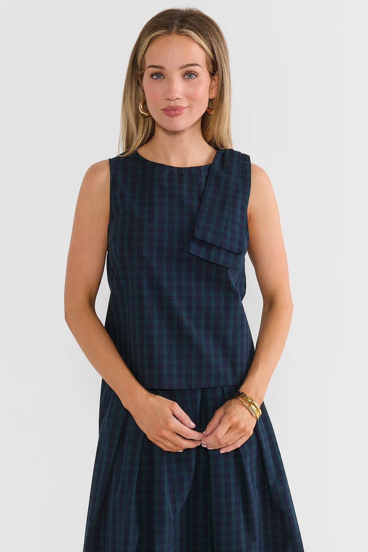 Faith Navy Plaid Boxy Tank Top