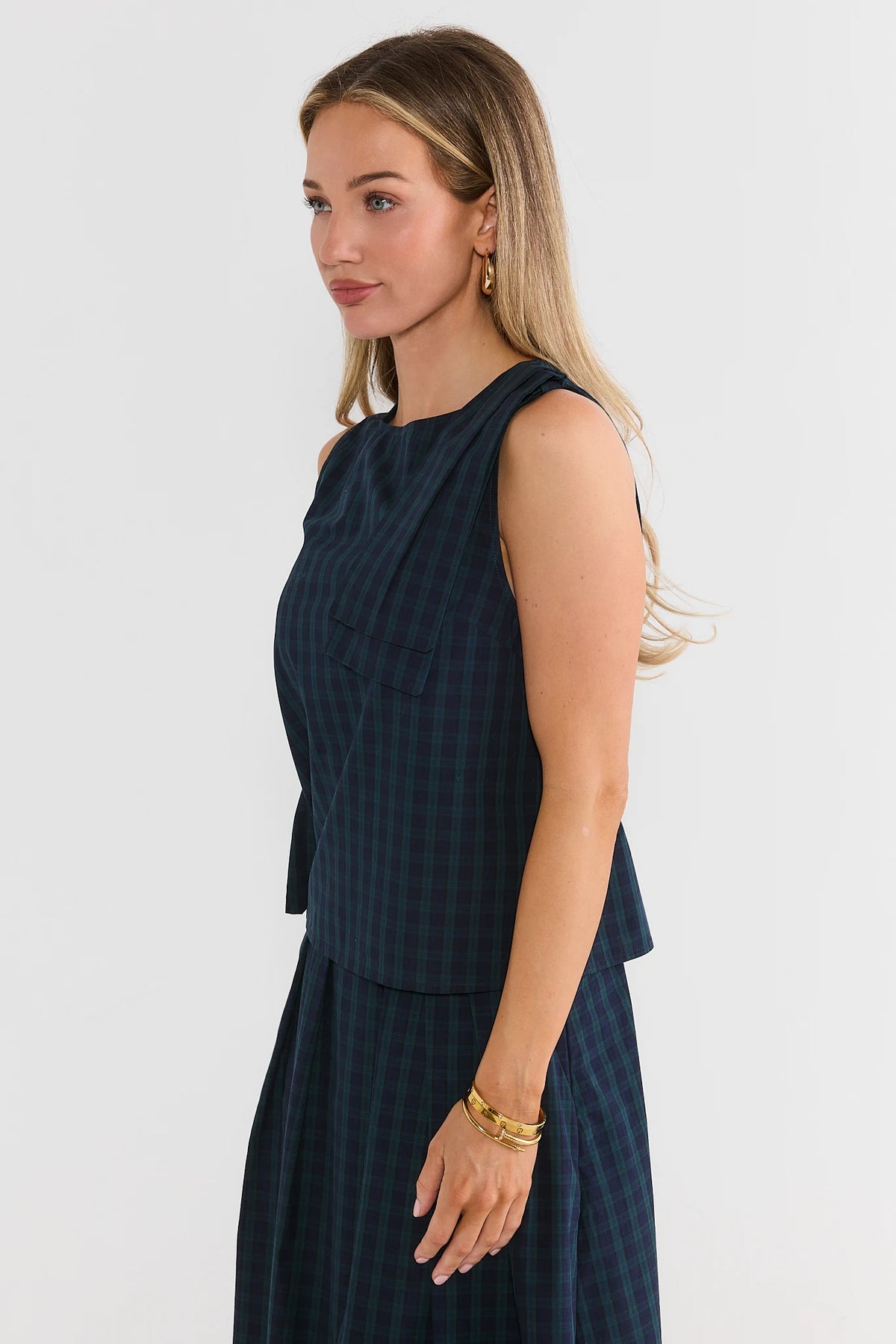 Faith Navy Plaid Boxy Tank Top