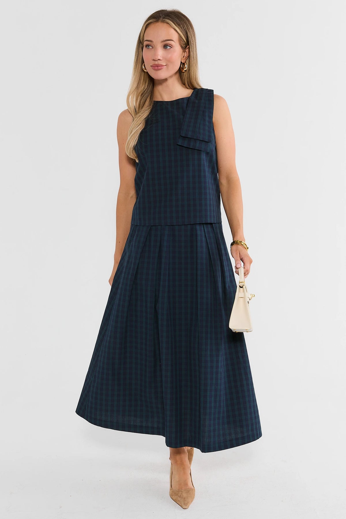 Faith Navy Plaid Boxy Tank Top