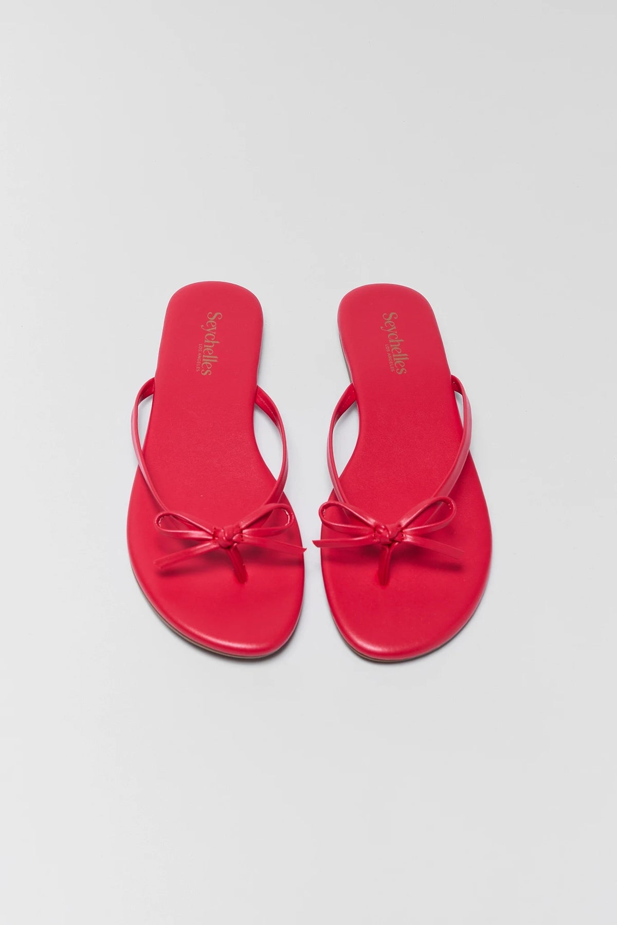 Seychelles Wish List red sandals with bow detail - Top-Down View showing footbed | Avara