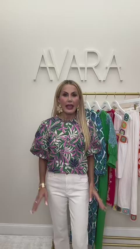 woman wearing Kristen green top
