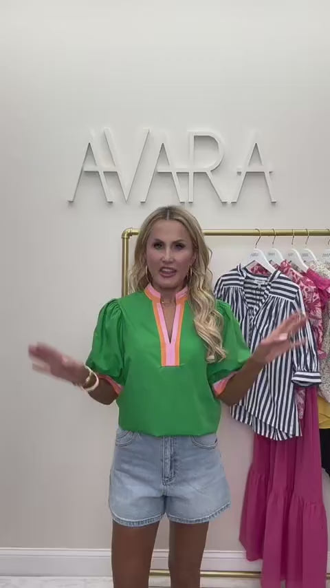 woman wearing adelaide top green