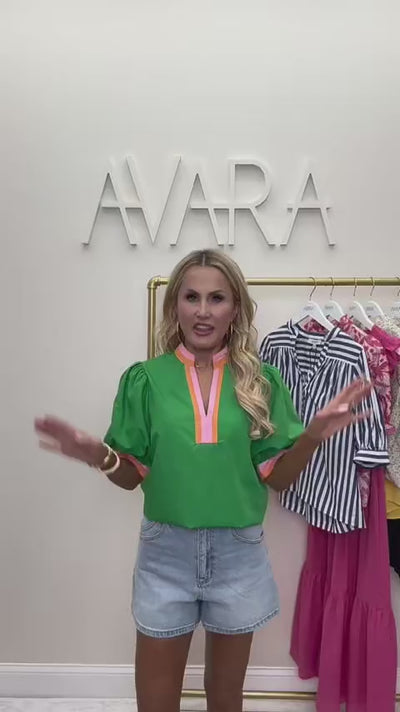 woman wearing adelaide top green